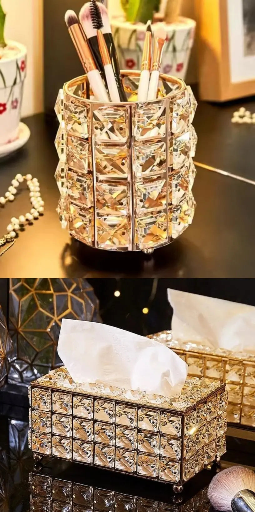 Crystal 2 Piece Set Home Decor Station
