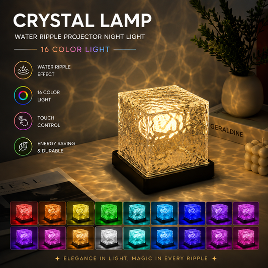 Crystal Cube Lamp – 16 Color RGB LED Night Light