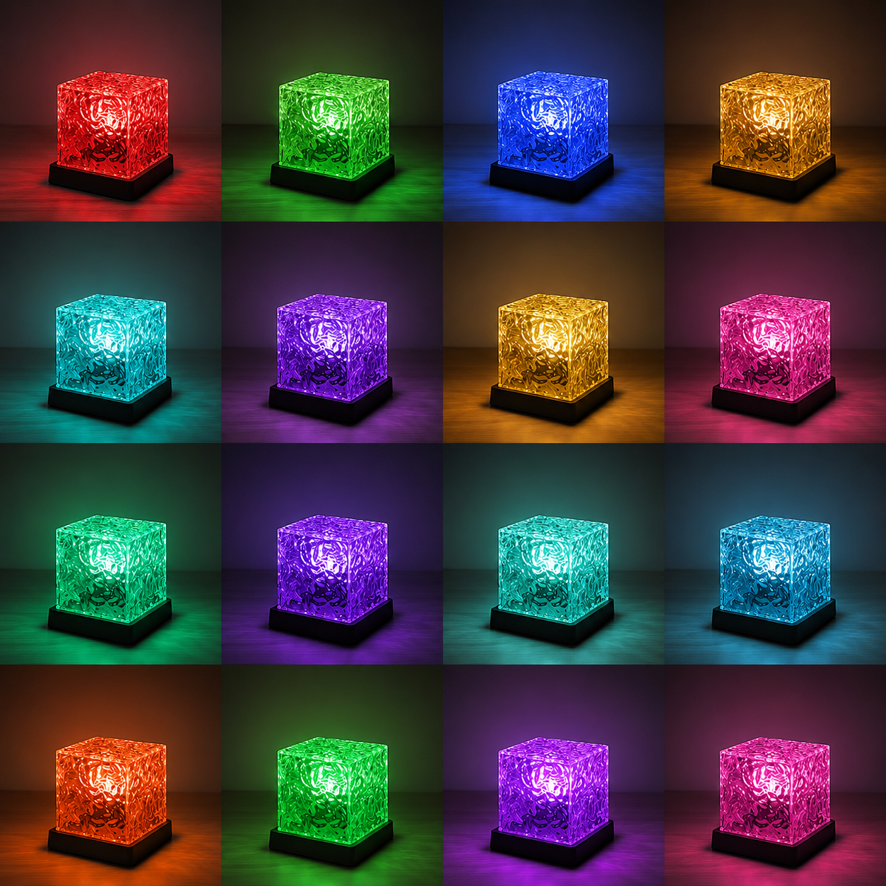 Crystal Cube Lamp – 16 Color RGB LED Night Light