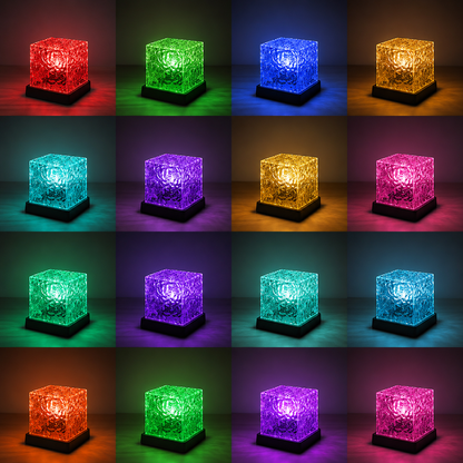 Crystal Cube Lamp – 16 Color RGB LED Night Light