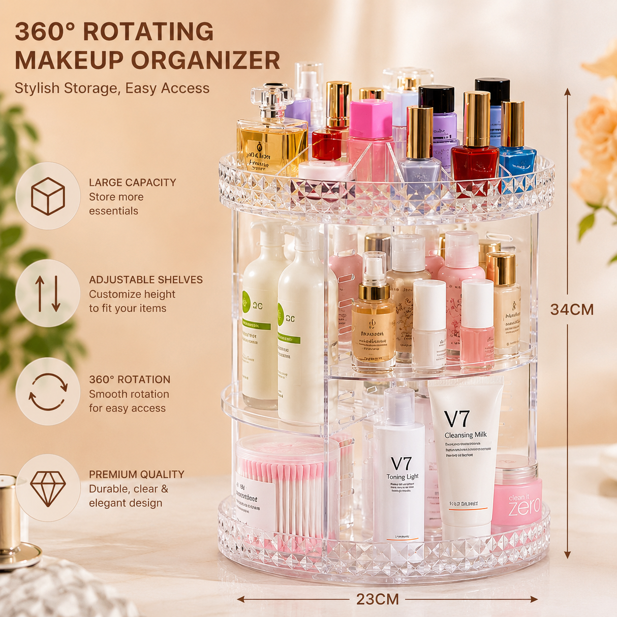 360° Rotating  Makeup Organizer