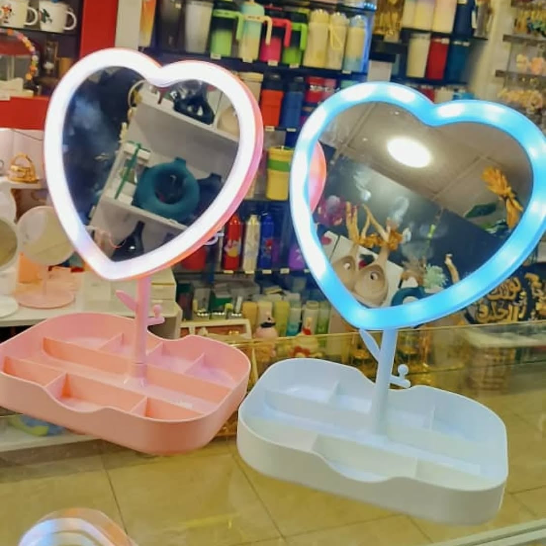 Touch Sensor Mirror & jewelry Organizer + Rechargeable LED Lights