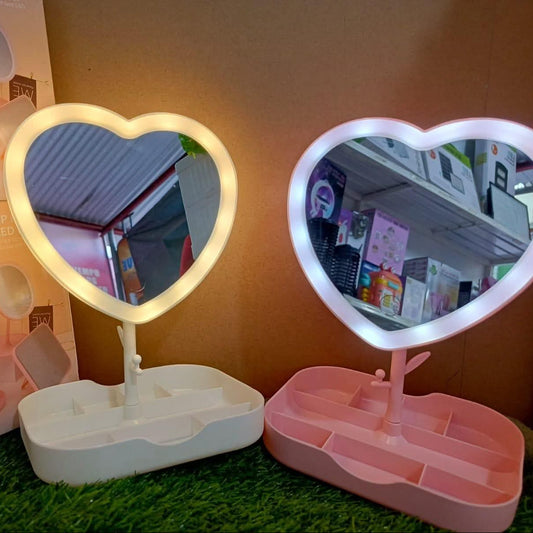 Touch Sensor Mirror & jewelry Organizer + Rechargeable LED Lights