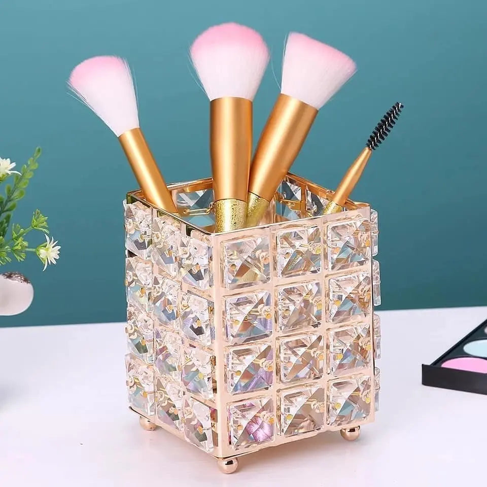Crystal Brush Holder Square Home Decor Station