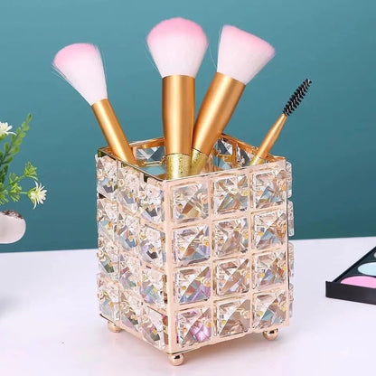 Crystal Brush Holder Square Home Decor Station